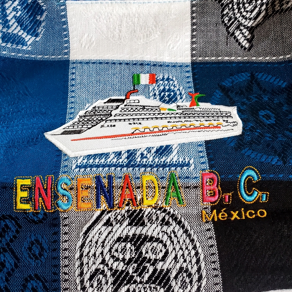 Ensenada Mexico Blue Patchwork Tote Bag - image 3